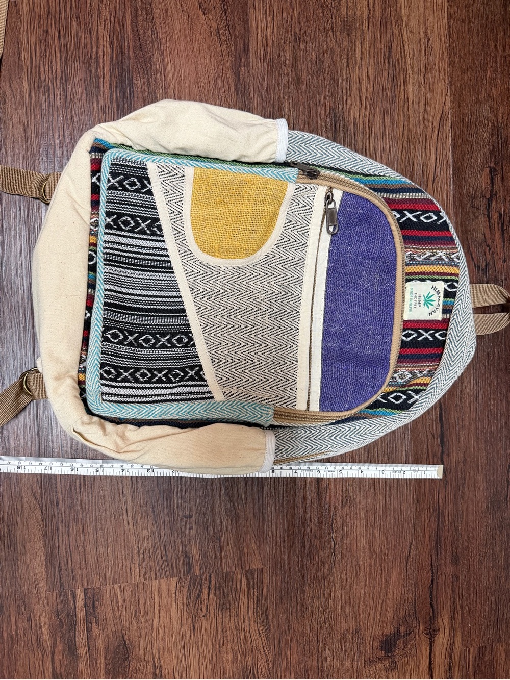 Himalayan Hemp Multicolor Patterned Backpack - Picture 4 of 4